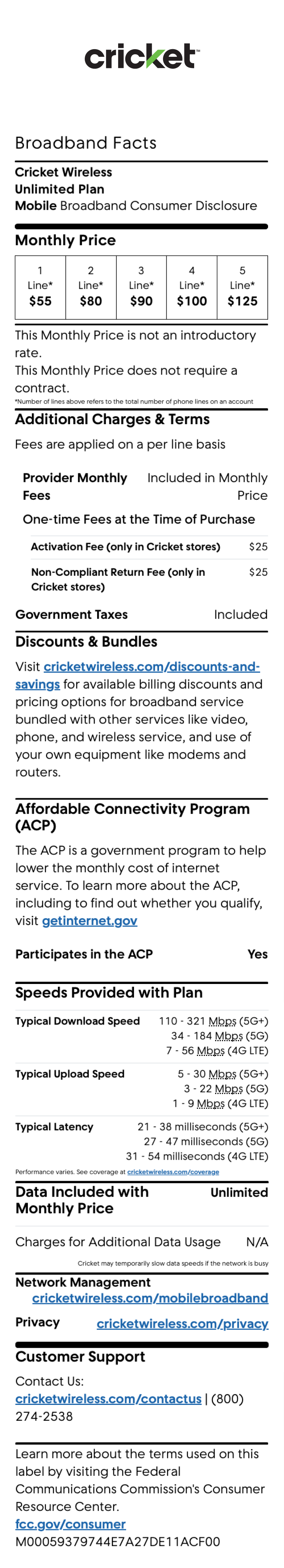 Cricket Broadband Facts